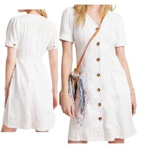 Anthropologie Pilcro & Letterpress Size 2 Button-Front Denim Dress White Jean